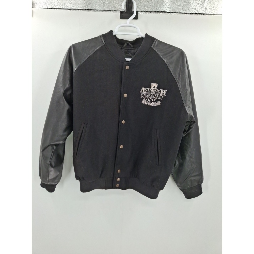 Vintage‎ Steve & Barry's Aces High  Varsity Medium Jacket Black Streetwear